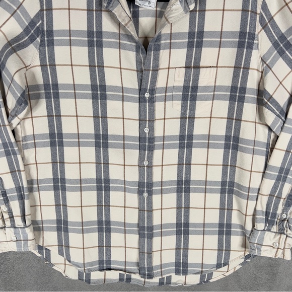 Frank & Eileen Eileen Relaxed Plaid Button Up Shirt Women's Large Cream Gray - Picture 4 of 10